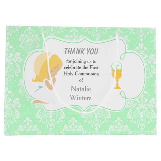 Eerste communiqué Blonde Hair Girl Groot Cadeauzakje (Achterkant)