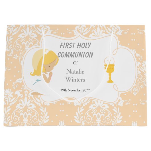 Eerste communiqué Blonde Hair Girl Groot Cadeauzakje (Voorkant)