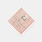 eerste communiqué blush marsala floral monogram servet (Hoek)