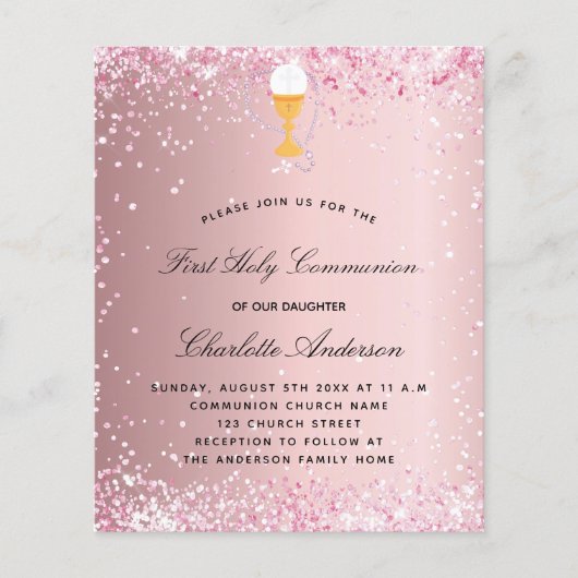 Eerste communiqué blush roze budgetuitnodiging (Voorkant)