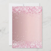 Eerste communiqué blush roze glitter luxe kaart (Achterkant)