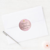 Eerste communiqué blush roze glitter sparkles girl ronde sticker (Envelop)