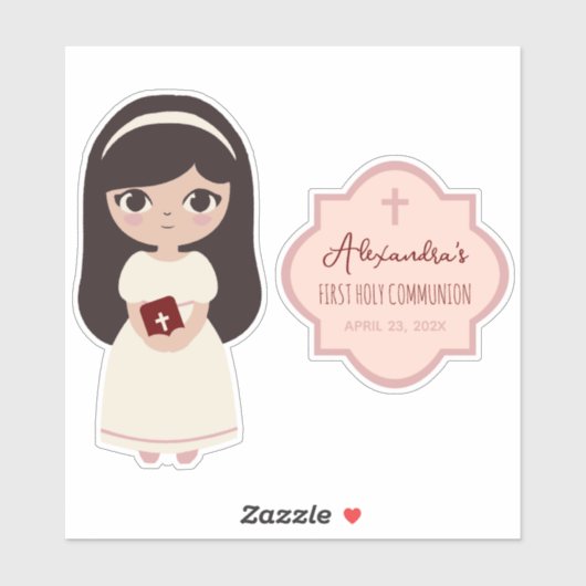 Eerste communiqué: Brunette Girl in White Dress Sticker (Vel)