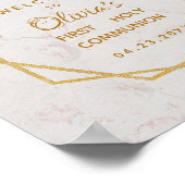 Eerste communiqué Burgundy Peonies over Marble Wel Poster (Hoek)