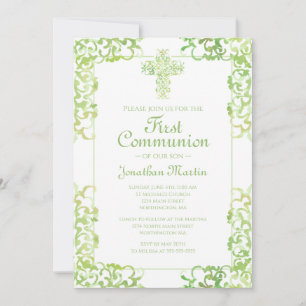 Eerste communiqué Cross Green Damask Christelijk B Kaart