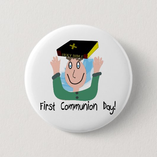 Eerste communiqué dag~"Boy met Bijbel" Ronde Button 5,7 Cm (Voorkant)