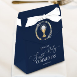 Eerste communiqué elegant blauw bedankdoosjes