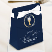 Eerste communiqué elegant blauw bedankdoosjes