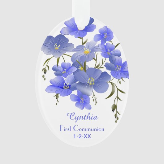 Eerste communiqué Elegant Floral gepersonaliseerd Ornament (voorkant)