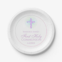 Eerste communiqué Floral Cross Lavender Monogramme