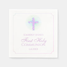 Eerste communiqué Floral Cross Lavender Monogramme