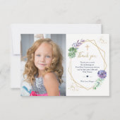 Eerste communiqué Foto: Dank u Paarse Succulenten Kaart (Voorkant)