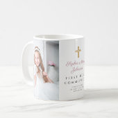 Eerste communiqué foto van religieuze kruisbeelden koffiemok (Voorkant links)