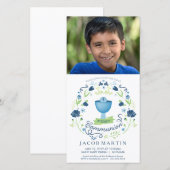 Eerste communiqué-fotokaart - Uitnodiging - jongen (Voorkant / Achterkant)