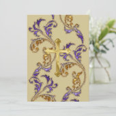 Eerste communiqué Glittery Damask met Cross Kaart (Staand voorkant)