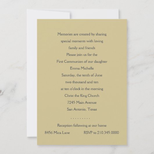 Eerste communiqué Glittery Damask met Cross Kaart (Achterkant)