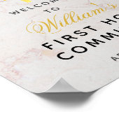 Eerste communiqué Greenery Marble Gold Cross Welko Poster (Hoek)