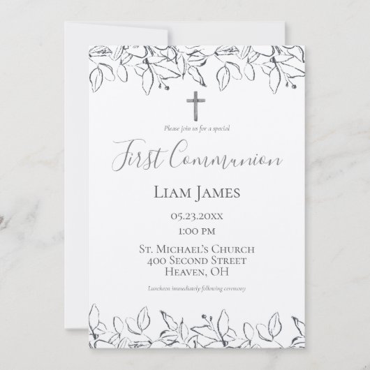 Eerste communiqué hand getrokken kruis kaart (Voorkant)