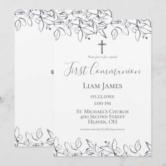 Eerste communiqué hand getrokken kruis kaart (Voorkant / Achterkant)