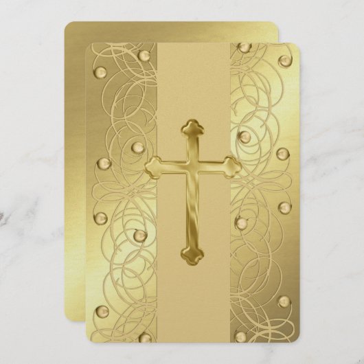 Eerste communiqué "ingegraveerd" kruis kaart (Voorkant / Achterkant)