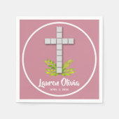 Eerste communiqué kruis op mosterd roze servet (Voorkant)