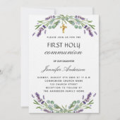 Eerste communiqué lavender eucalyptus violet luxe kaart (Voorkant)