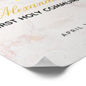 Eerste communiqué marble Foliage Gold Cross Welkom Poster (Hoek)