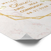 Eerste communiqué Marble Gold Calla Lilies Welkom Poster (Hoek)