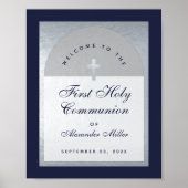 Eerste communiqué marinier Blue Silver Arch Welkom Poster (Voorkant)