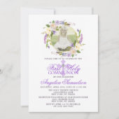 Eerste communiqué Meisje Floral Paars Lavender FOT Kaart (Voorkant)