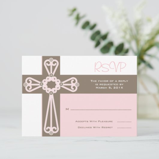 Eerste communiqué of Baptisme RSVP  | Roze (Staand voorkant)