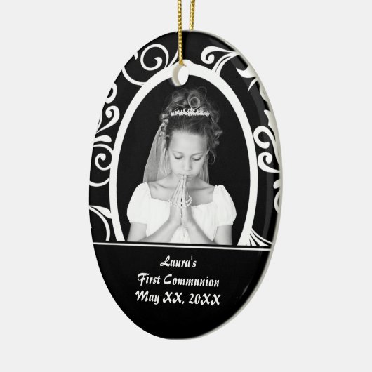 Eerste communiqué-ovaal keramisch ornament (Links)