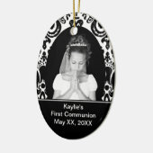 Eerste communiqué-ovaal keramisch ornament (Links)