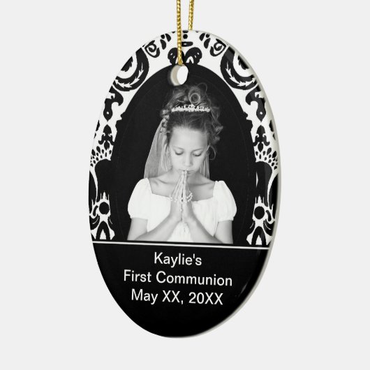 Eerste communiqué-ovaal keramisch ornament (Links)