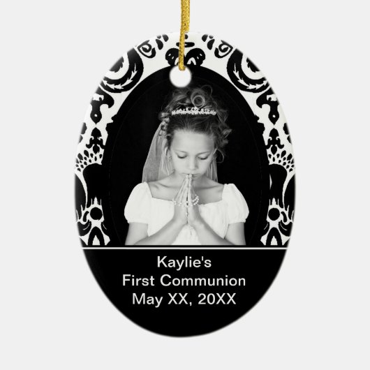 Eerste communiqué-ovaal keramisch ornament (Voorkant)