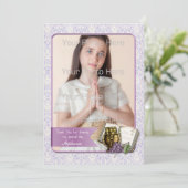Eerste communiqué, Paarse Damask-fotokaart Kaart (Staand voorkant)