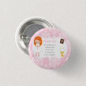 Eerste communiqué Red Hair Girl Ronde Button 3,2 Cm (Voorkant /achterkant)