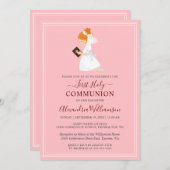 Eerste communiqué roze roze uitnodiging (Voorkant / Achterkant)