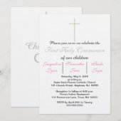 Eerste communiqué roze triplets kaart (Voorkant / Achterkant)