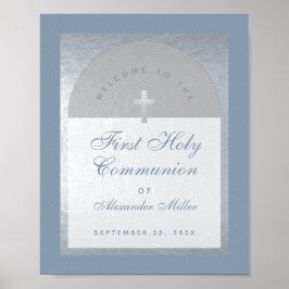 Eerste communiqué Silver Arch Dusty Blue Welkom Poster