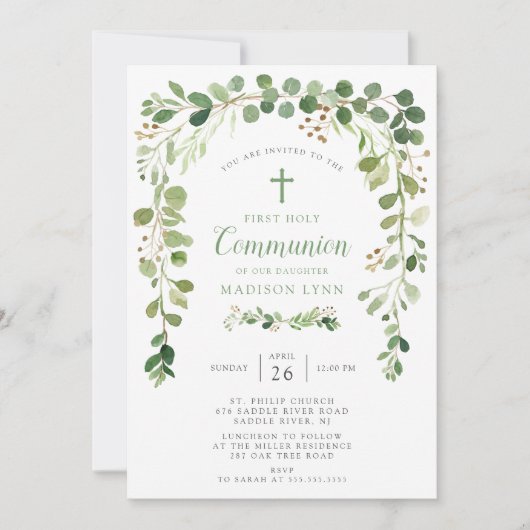 Eerste communiqué - uitnodiging met zachte groene  (Voorkant)