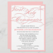 Eerste communiqué van Girl - Roze & Modern Kaart (Voorkant / Achterkant)