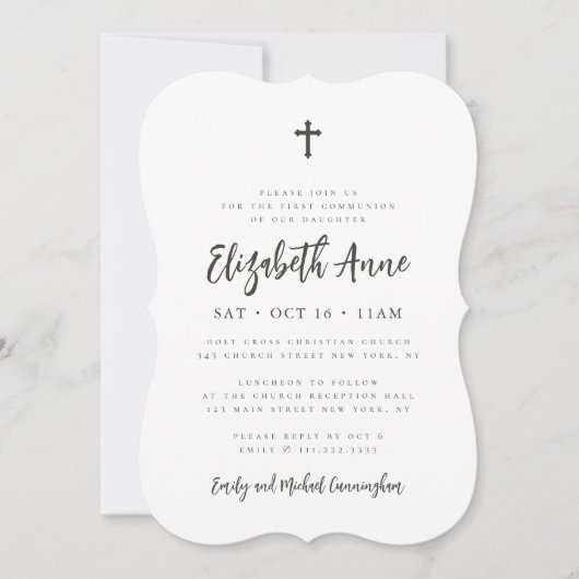 Eerste communiqué voor haar moderne minimalistisch kaart (Voorkant)