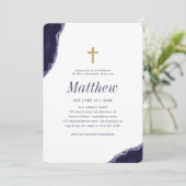 Eerste communiqué voor hem Geode Faux Gold Cross Kaart (Staand voorkant)