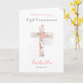 Eerste communiqué witte florale kaart (Gele Bloem)