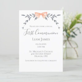 Eerste communiqué, zilver laat peach bow kaart