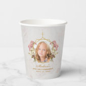 Eerste communistisch meisje Foto Marble Pink Orchi Papieren Bekers (Achterkant)