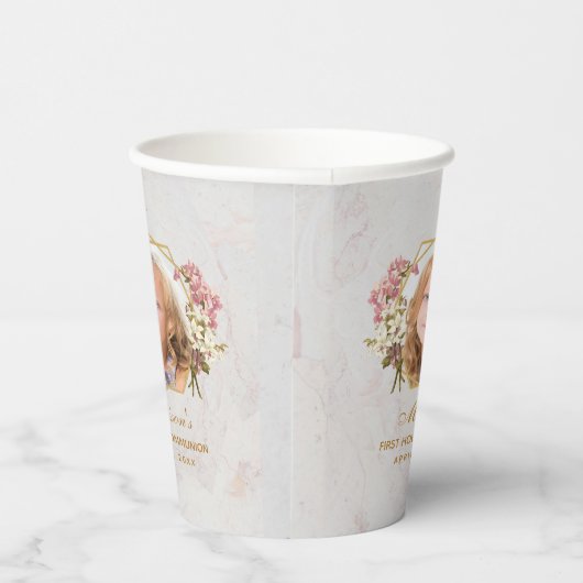 Eerste communistisch meisje Foto Marble Pink Orchi Papieren Bekers (Rechts)