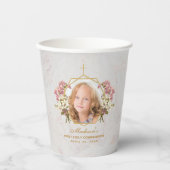 Eerste communistisch meisje Foto Marble Pink Orchi Papieren Bekers (Voorkant)