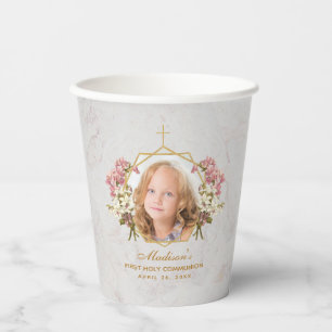 Eerste communistisch meisje Foto Marble Pink Orchi Papieren Bekers